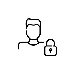 Male user secure account access. Man and locked padlock. Pixel perfect icon