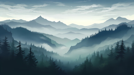 Obraz premium Mountain peak illustration, mountain aerial photography PPT background illustration
