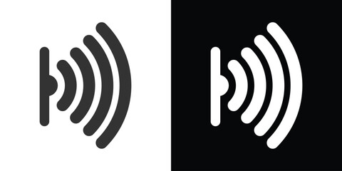 wireless icon on internet button on black and white - obrazy, fototapety, plakaty