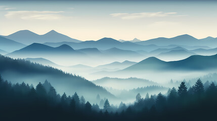 Fototapeta premium Mountain peak illustration, mountain aerial photography PPT background illustration