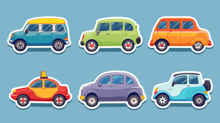 Fototapeta premium Car in Cartoon Style Pattren