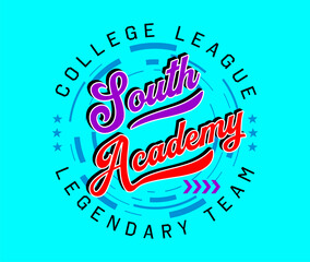 South Academy calligraphy design vintage sport