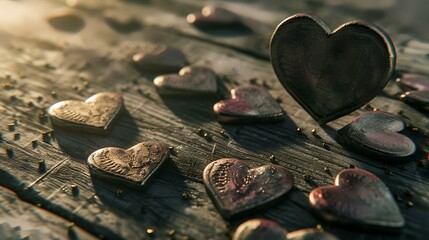 heart shaped stones on the beach