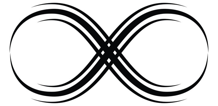 Infinity sign made with mobius strip. Stylized endess symbol. Tattoo flat design illustration.