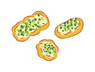 Round and long baked scallion bread