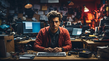 A man doing programing High Quality image