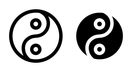 Yin Yang Line Icon Set. Chinese Tao and Harmony symbol in black and blue color. - obrazy, fototapety, plakaty