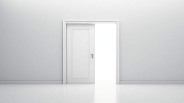 An image of empty white room with an door.
