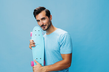 Skateboard man skate studio hipster lifestyle space summer guy sport copy portrait