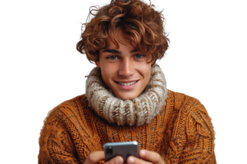  Young Man Engrossed in His Phone transparent background