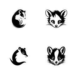 Obraz premium Cute possum icon logo set