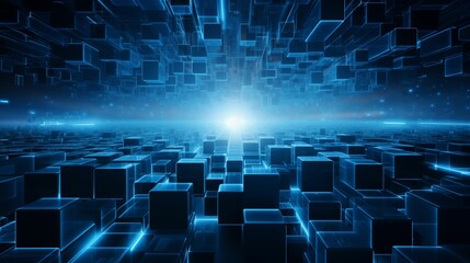 Obraz premium Blue background with glowing squares.