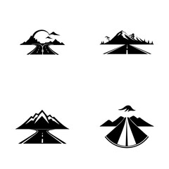 Simple realistic logo mountain road