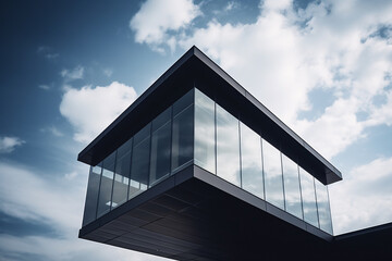 Fototapeta premium Commercial Building Fascia Logo And Signage Mockup The Exterior Wall Of A Contemporary Commercial Style Building With Aluminium Metal Composite Panels And Glass Windows For Logo And Sign Board Mockup 