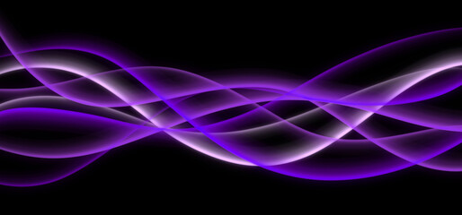 Futuristic background with purpe glowing wavy neon lines for business