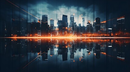 A blurred modern city at night, illustration