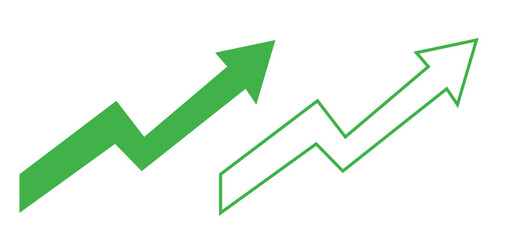 Growing business  green arrow on white. Profit arow Vector illustration.Business concept, growing chart. Concept of sales symbol icon with arrow moving up. Economic Arrow With Growing Trend.