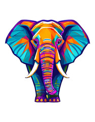 High quality, logo style, 3d, powerful colorful elephant face logo facing forward, isolate background