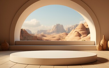 3D realistic podium display for product placement	