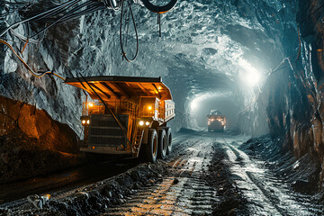Futuristic mine operation employing cutting-edge technology for efficient and sustainable resource extraction.