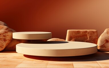 3D realistic podium display for product placement	