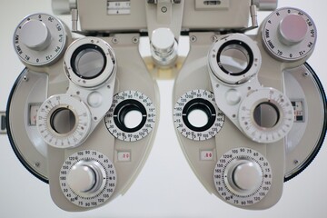 close up of a Phoropter for eye test 