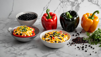 Fresh Ingredients on Marble Countertop.