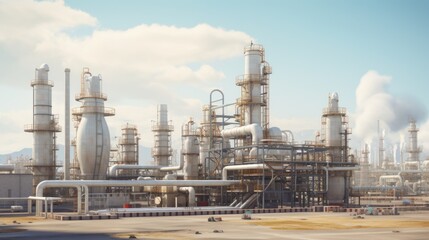Fototapeta na wymiar Industrial Petrochemical Plant with Steel Structure