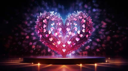Image of abstract futuristic hearts on a black background.