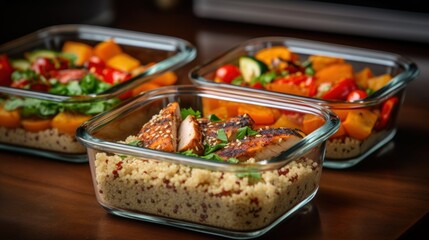 Healthy Meal Prep Containers with Chicken and Vegetables