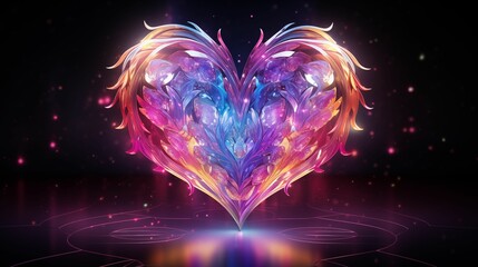 Image of abstract futuristic hearts on a black background.
