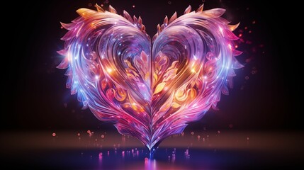 Image of abstract futuristic hearts on a black background.