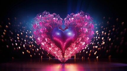 Image of abstract futuristic hearts on a black background.