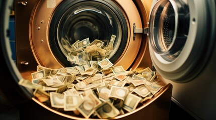 Dollar Bills Tumbling in a Washing Machine