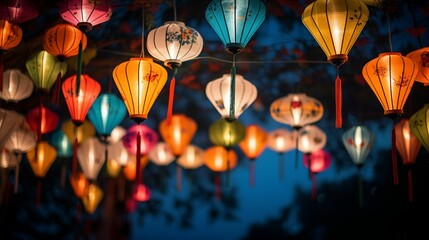 Image of Chinese lanterns, a warm glow.