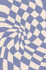 Checkerboard, chessboard groovy retro 70s style backgrounds. With twisted, distorted, and grain paper textures. Vintage wallpaper, template, poster, print, backdrop. Abstract and aesthetic.