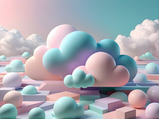 cloud-floating-amidst-pastel-3d-geometric-shapes-background-akin-to-a-simple-poster-design-capture