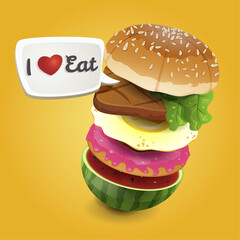 A Huge Hamburger Fantasy Illustration