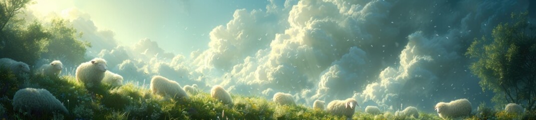 fluffy sheep grazing on clouds (1)
