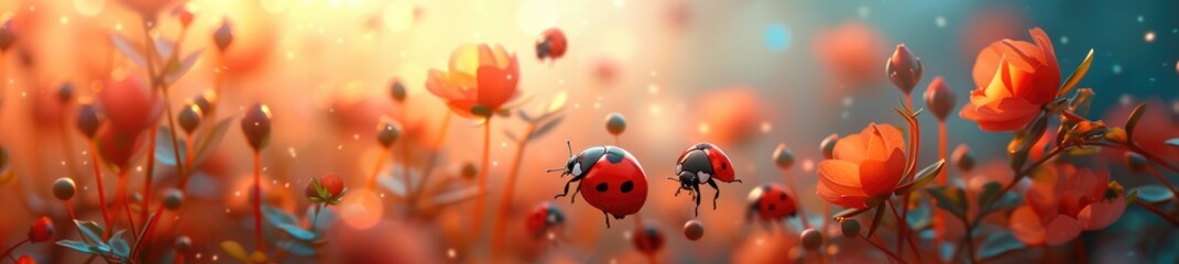 cheerful ladybugs flying around whimsical clouds (2)
