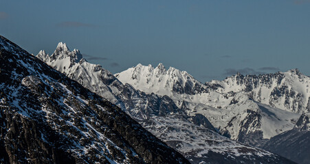 Mount Olivia and Cerro Cinco Hermanos in winter. Ushuaia