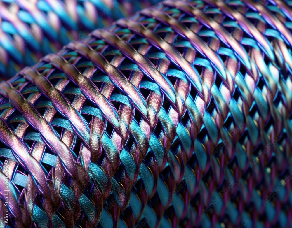 Canvas Prints A close up of a blue and purple woven fabric. Generative AI.