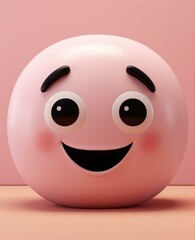 Fototapeta premium A pink emoticorture with a big smiley face. Generative AI.