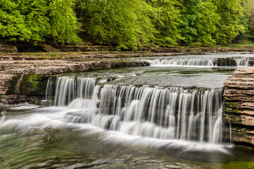 Lower Force, the lowest part of Aysgarth Falls on the River Ure in Wensleydale,  North Yorkshire.