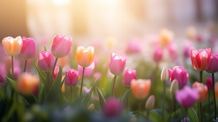 Image of tulips on a blurry background.