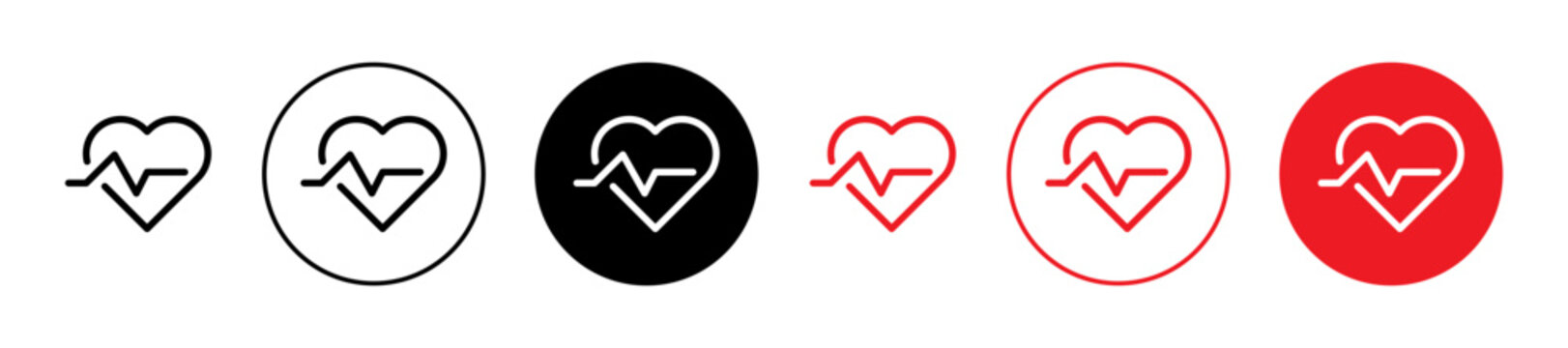 Heart Rate Pulse Vector Illustration Set. Cardio Monitoring sign suitable for apps and websites UI design style.