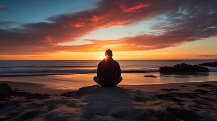 Man sitting alone on the beach.