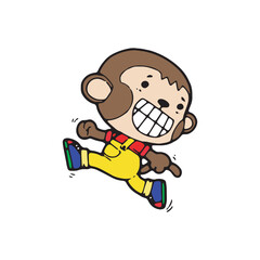 cartoon monkey comic doodle illustration vector isolated on white background