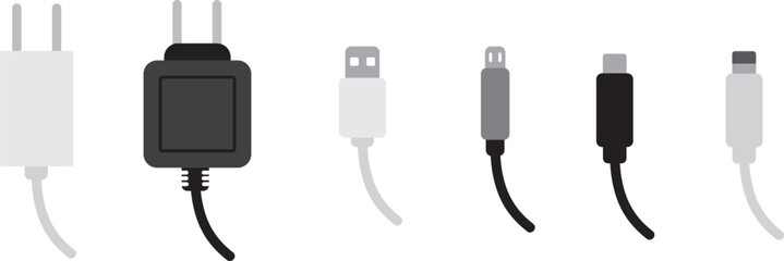 Mobile phone charger icon. Usb cable type Icon outline style. Charger icon vector illustration.