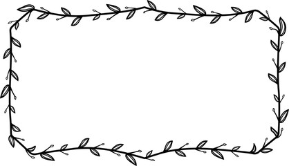 Flower wreath leaf floral border Vintage frame vector Horizontal Frame Rectangle Frame picture frames Branch laurel botanical silhouette black retro badge elements decoration